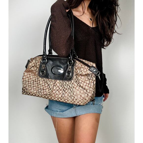 Guess Monogram Canvas Shoulder Bag - Picture 3 of 9
